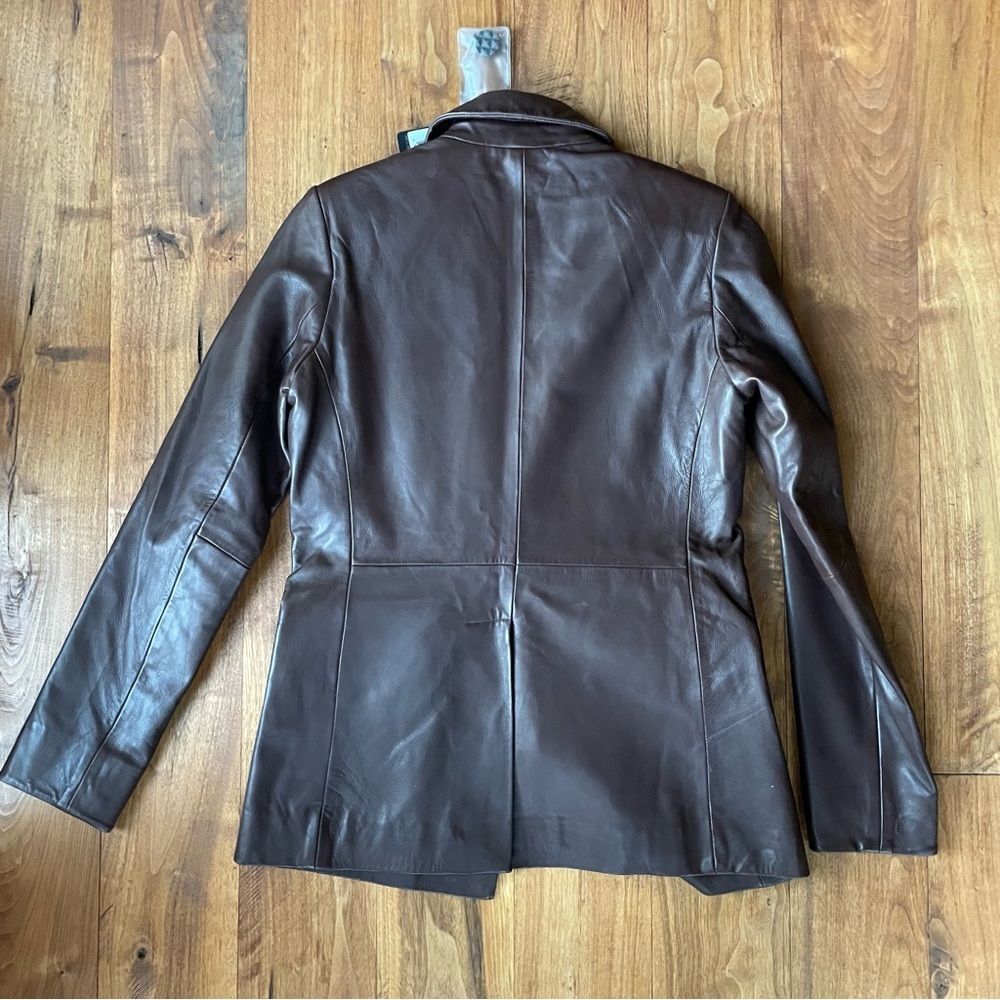 Bod & Christensen Chocolate Brown Leather Blazer size M NWT - Picture 5 of 14